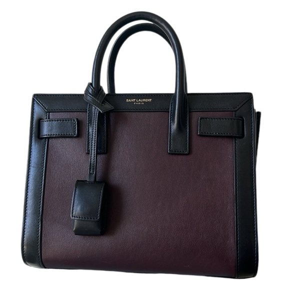 SAINT LAURENT SMALL SAC DE JOUR LEATHER TOTE BAG IN UMBER,NERO - Picture 4 of 16